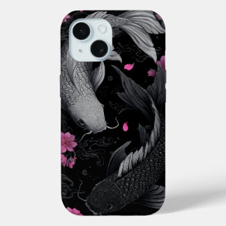 Japanese Koi Fish Dark Mode iPhone 15 Case