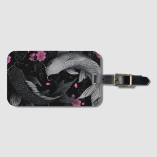 Japanese Koi Fish Dark Mode Luggage Tag