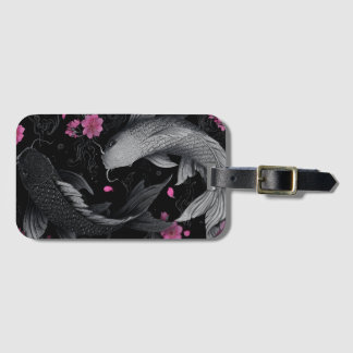 Japanese Koi Fish Dark Mode Luggage Tag