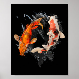 Japanese Koi Fish I Koi Carp Pond Japan Tattoo  Poster