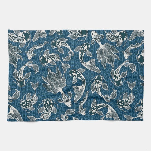 Japanese Koi Fish Kitchen Towel (Horizontal)