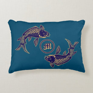 Japanese Koi Fish Monogram Accent Pillow