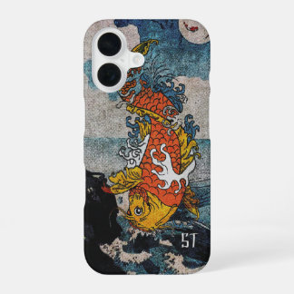 Japanese Koi Fish Moonlit Leap artwork iPhone 16 Case