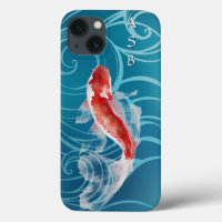 Japanese Koi Fish Oriental Blue Waves Japan