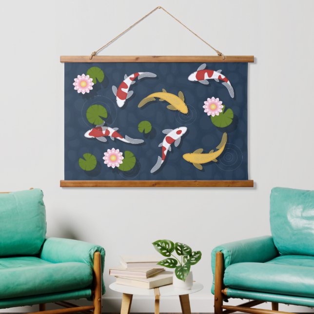 Japanese Koi Fish Pond 2 Hanging Tapestry (Living Room)