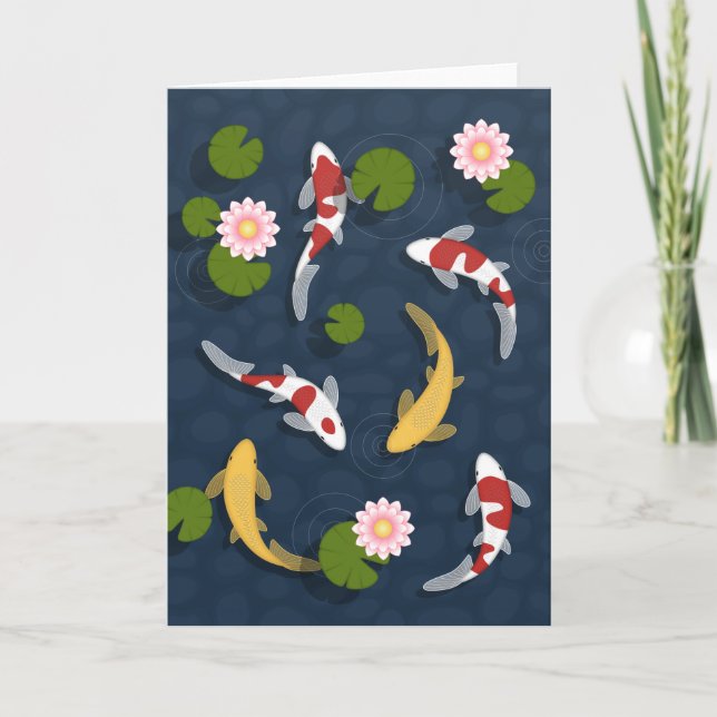 Japanese Koi Fish Pond Blank Card (Front)