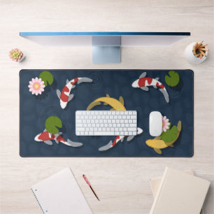 Japanese Koi Fish Pond Desk Mat