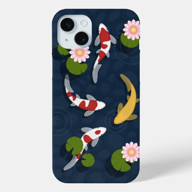 Japanese Koi Fish Pond iPhone 15 Plus Case (Back)