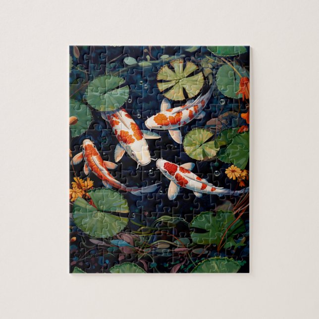 Japanese Koi fish pond Jigsaw Puzzle (Vertical)