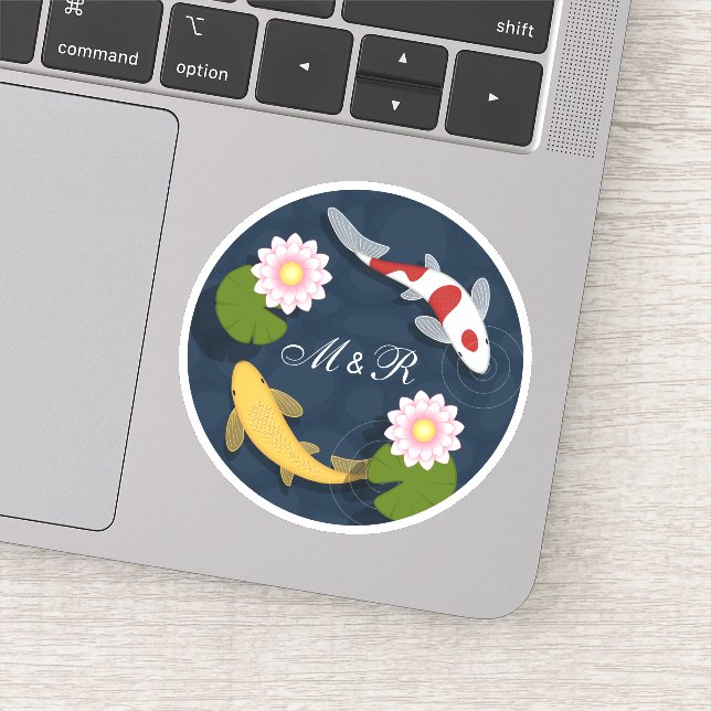 Japanese Koi Fish Pond Monogram Initial (Detail)