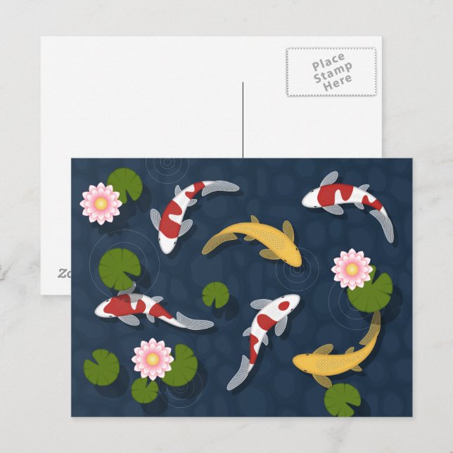 Japanese Koi Fish Pond Postcard (Front/Back)