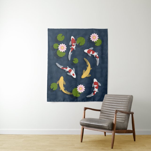 Japanese Koi Fish Pond Tapestry (In Situ)