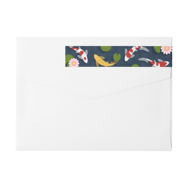 Japanese Koi Fish Pond Wrap Around Label (Back)