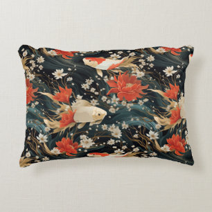 Japanese Koi Fish Seamless Pattern Accent Pillow
