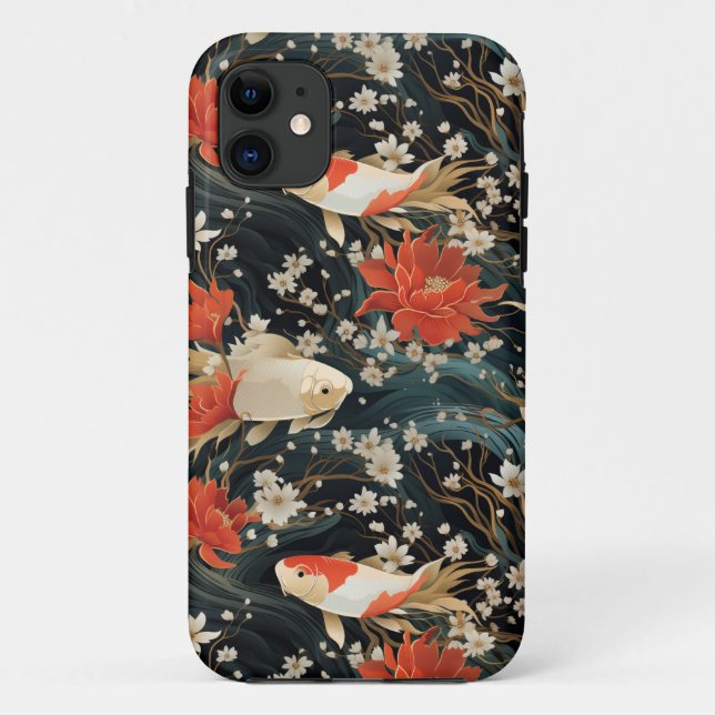 Japanese Koi Fish Seamless Pattern Case-Mate iPhone Case (Back)