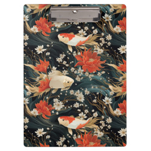 Japanese Koi Fish Seamless Pattern Clipboard