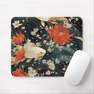 Japanese Koi Fish Seamless Pattern Mouse Pad