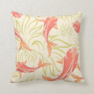 Japanese Koi Fish Throw Pillow