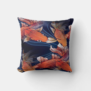 Japanese Koi Fish Throw Pillow