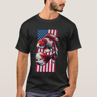 Japanese Koi Fish USA American Flag Men Women Kids T-Shirt