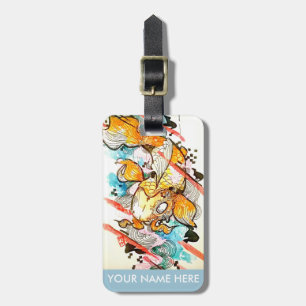 Japanese Koi Fish Watercolor Art Painting Luggage Tag