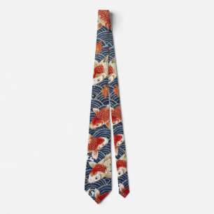 Japanese Koi Fish Waves Tie
