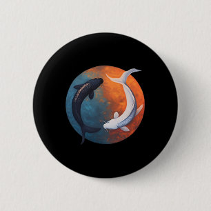 Japanese Koi Fish Yin And Yang Men Women Fisher Fi 2 Inch Round Button