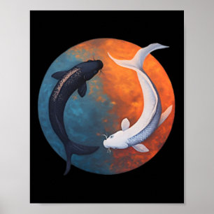 Japanese Koi Fish Yin And Yang Men Women Fisher Fi Poster