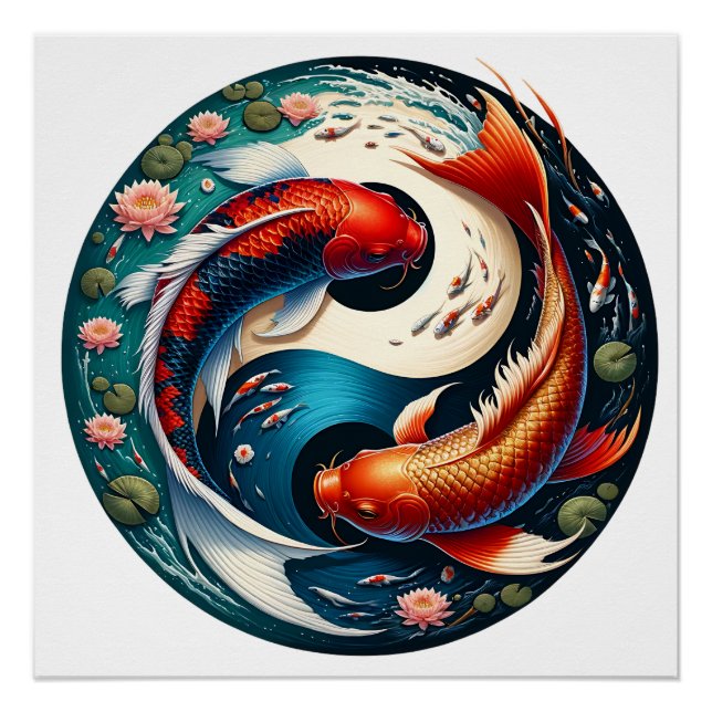 Japanese Koi Fish Yin Yang Poster (Front)