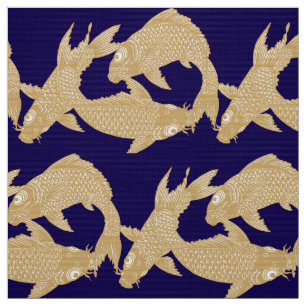 Japanese Koi Goldfish Frieze Pattern Fabric