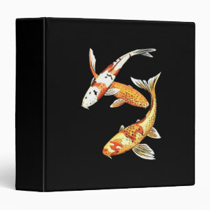 Japanese Koi Goldfish on Black Binder