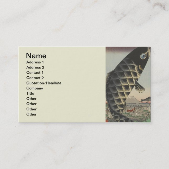 Japanese Koi Hiroshige Fish Festival Flag Business Card (Front)