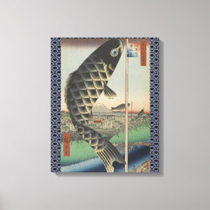 Japanese Koi Hiroshige Fish Festival Flag Canvas Print