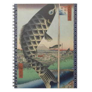 Japanese Koi Hiroshige Fish Festival Flag Notebook