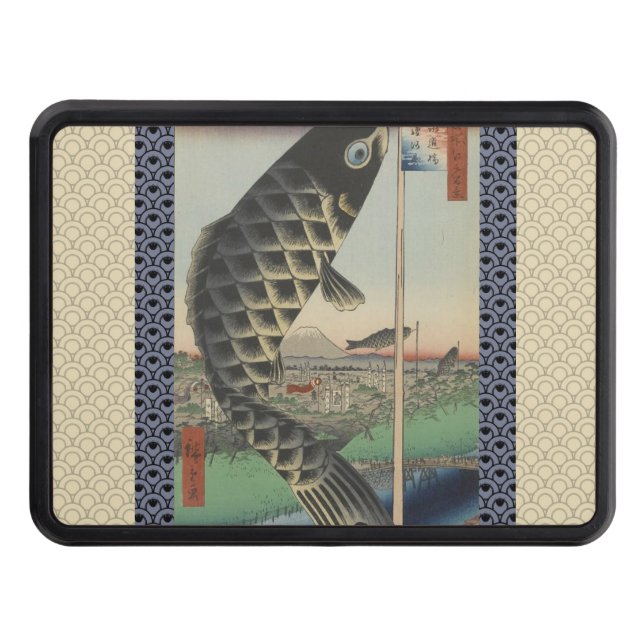 Japanese Koi Hiroshige Fish Festival Flag Trailer Hitch Cover (Front)
