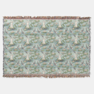 Japanese Koi & Lotus Pond Bunny Throw Blanket