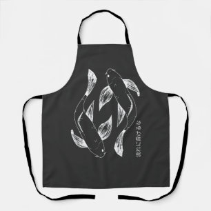 Japanese Koi Minimalist Black & White Apron