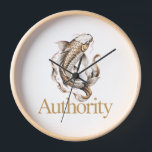 Japanese Koi Symbol of Authority Mastery Clock<br><div class="desc">Time reveals the strength within us. Inspired by the powerful symbolism of koi fish, this design reflects perseverance, leadership, and the quiet mastery developed through life's journey. In Japanese tradition, koi represent transformation and the courage to keep moving forward despite resistance. Within a space, this design becomes a meaningful reminder...</div>