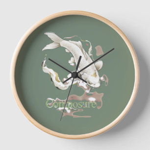 Japanese Koi Symbol of Composure Time Zen Inspired Clock