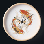 Japanese Koi Symbol of Meaning Zen Inspired Design Clock<br><div class="desc">Time carries meaning. Inspired by the timeless symbolism of koi fish, this design reflects perseverance, patience, and the quiet strength required to follow one's path. In Japanese culture, koi represent the journey of transformation — moving steadily forward through life's currents. Within a space, this design becomes more than a way...</div>