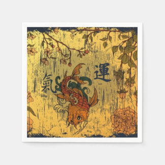 Japanese Koi White Paper Napkins, Standard Edges Napkin