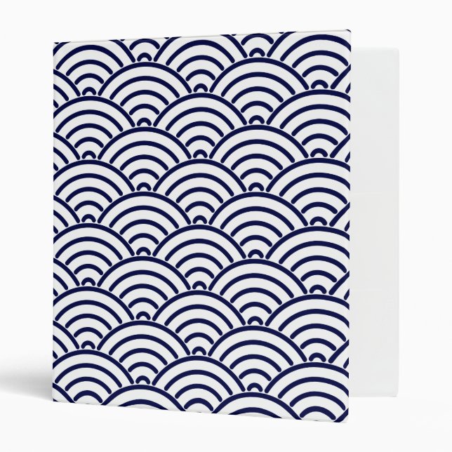 Japanese Koinobori Fish Scale in Delft Blue Binder (Front/Inside)