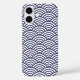 Japanese Koinobori Fish Scale in Delft Blue iPhone 16 Case