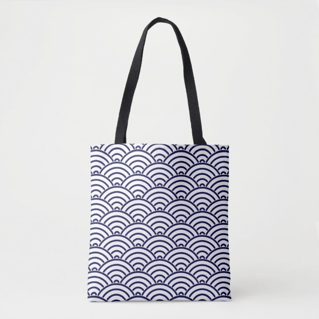 Japanese Koinobori Fish Scale in Delft Blue Tote Bag (Front)