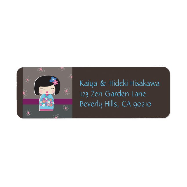 Japanese Kokeshi Doll Address Labels (Front)