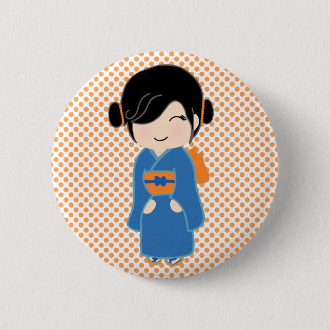 Japanese Kokeshi Doll Button (Front)