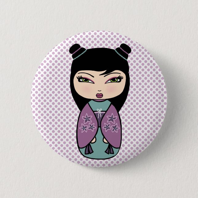 Japanese Kokeshi Doll Button (Front)