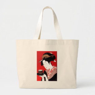 Japanese Lady Tea Serving Ceremony Art Print Large Tote Bag