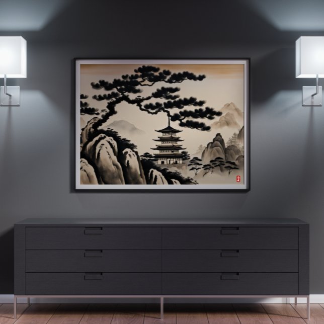 Japanese Landscape Ink Painting Poster (Japanese Landscape Ink Painting Poster)