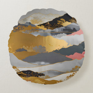 Japanese Landscape Round Pillow
